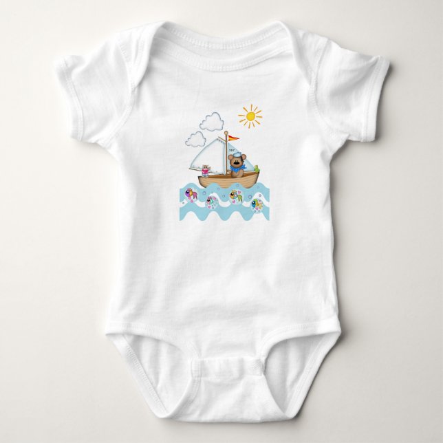 Body Para Bebê Urso à vela e seu gatinho Tea (Frente)