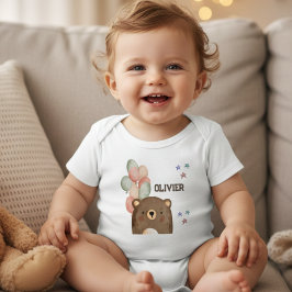 Body Para Bebê Urso aquoso com balões Bebê Body