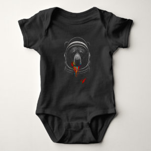 Body Para Bebê Urso Astronauta com Pintura Neon que Derrama Anima