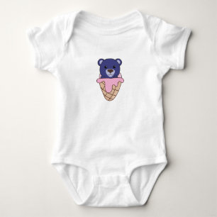 Body Para Bebê Urso Azul Em Animais Engraçados Com Waffle Em Esse