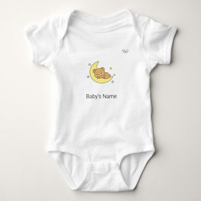 Body Para Bebê Urso Bebê Chibi Fofo Lua Nome Personalizado (Frente)