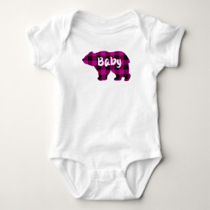 Body Para Bebê Urso bebê - xadrez rosa e preta