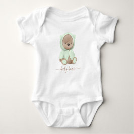 Body Para Bebê Urso Bebês Verde Sage Neutro