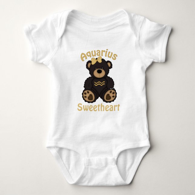 Body Para Bebê Urso bonito Brown escuro do Aquário (Frente)