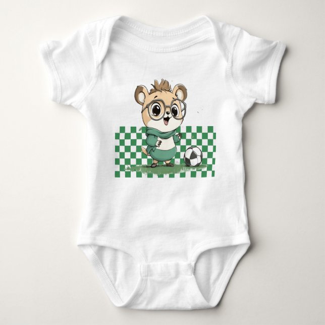 Body Para Bebê Urso Bonito com Bola de Futebol (Frente)