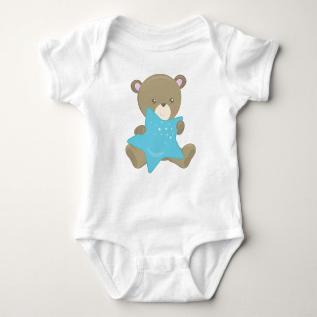 Body Para Bebê Urso Bonito, Urso Bebê, Urso Pequeno, Urso Com Est (Frente)