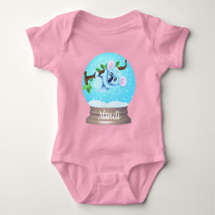 Body Para Bebê Urso coala globo de neve fofo rosa azul menina