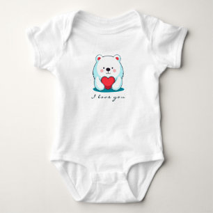 Body Para Bebê Urso com coração, personalizado