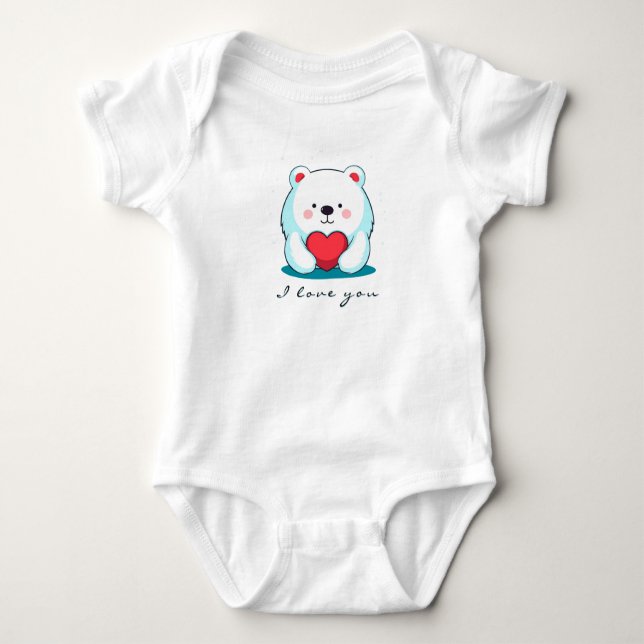 Body Para Bebê Urso com coração, personalizado (Frente)