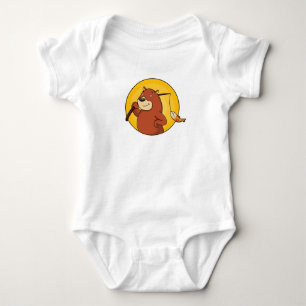 Body Para Bebê Urso como Anglas com Peixe