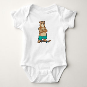 Body Para Bebê Urso como Patinador com skate