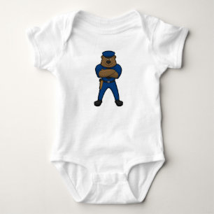 Body Para Bebê Urso como policial com arma