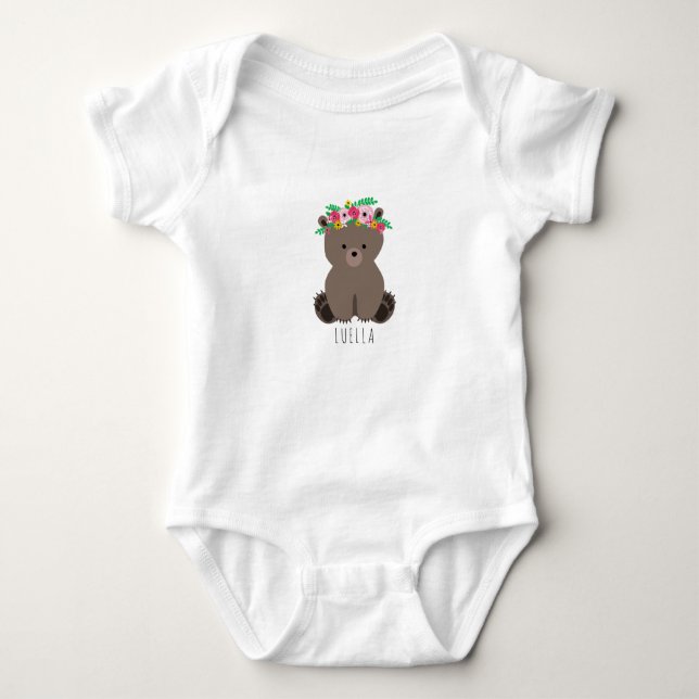 Body Para Bebê Urso Cub do bebê de Boho personalizado (Frente)