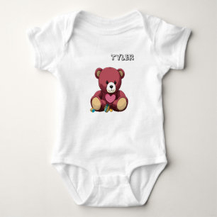 Body Para Bebê Urso de Abraço com Coração e Chocalho
