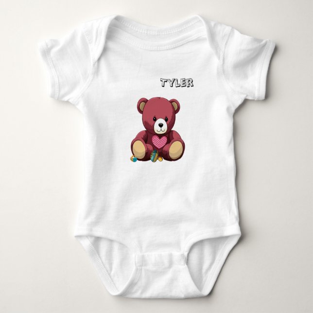 Body Para Bebê Urso de Abraço com Coração e Chocalho  (Frente)
