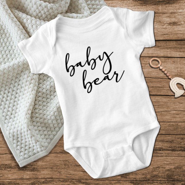 Body Para Bebê Urso de Bebê Roteiro Simples Moderno Preto (Criador carregado)