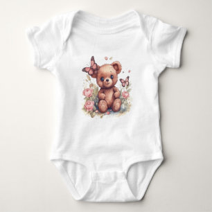 Body Para Bebê Urso de Borboleta Bonita