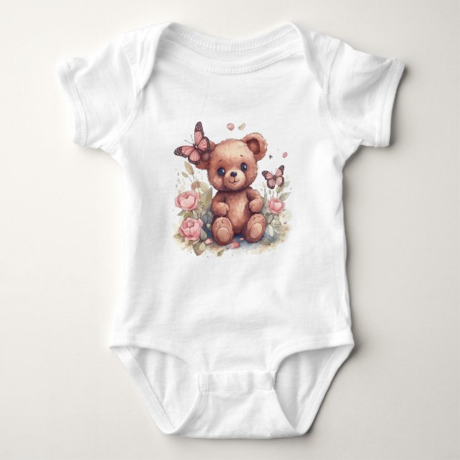 Body Para Bebê Urso de Borboleta Bonita (Frente)