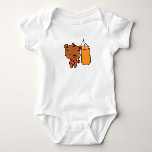 Body Para Bebê Urso de Boxing Adorável (Frente)