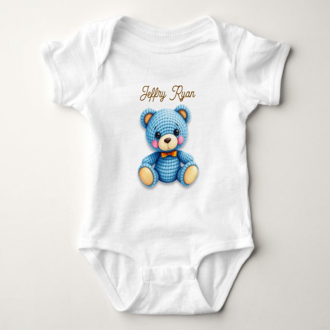 Body Para Bebê Urso de Crochê Personalizado Fofinho (Frente)