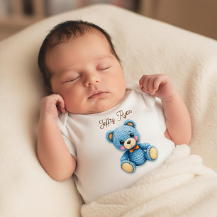 Body Para Bebê Urso de Crochê Personalizado Fofinho