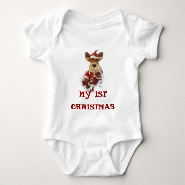 Body Para Bebê Urso De Natal Na Neve (Frente)