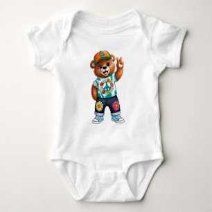 Body Para Bebê Urso de pelúcia com roupa casual tranquila 1