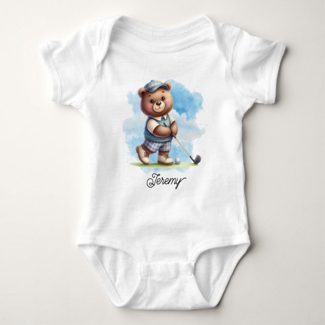 Body Para Bebê Urso de pelúcia de golfe fofo (Frente)