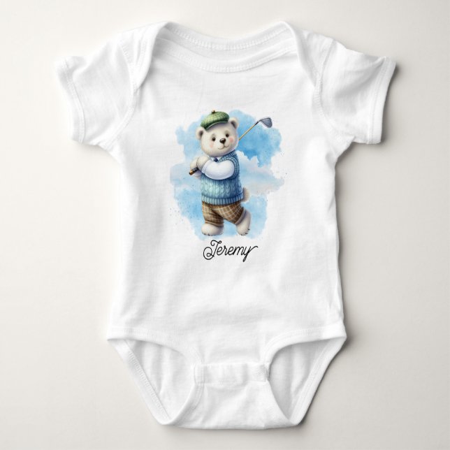 Body Para Bebê Urso de pelúcia de golfe fofo (Frente)