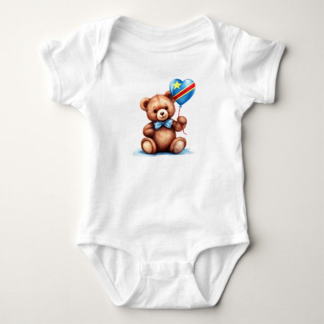 Body Para Bebê urso de pelúcia e República Democrática do Congo (Frente)