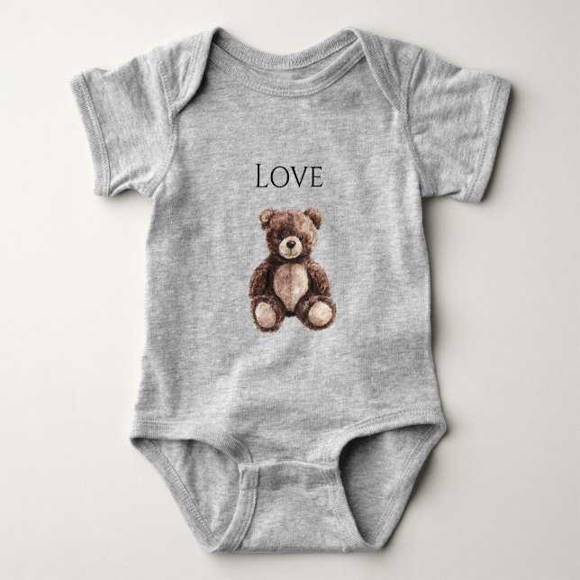 Body Para Bebê Urso de Pelúcia Marrom Chocolate Fofo (Frente)