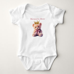 Body Para Bebê Urso de pelúcia Princesa Nome Personalizado