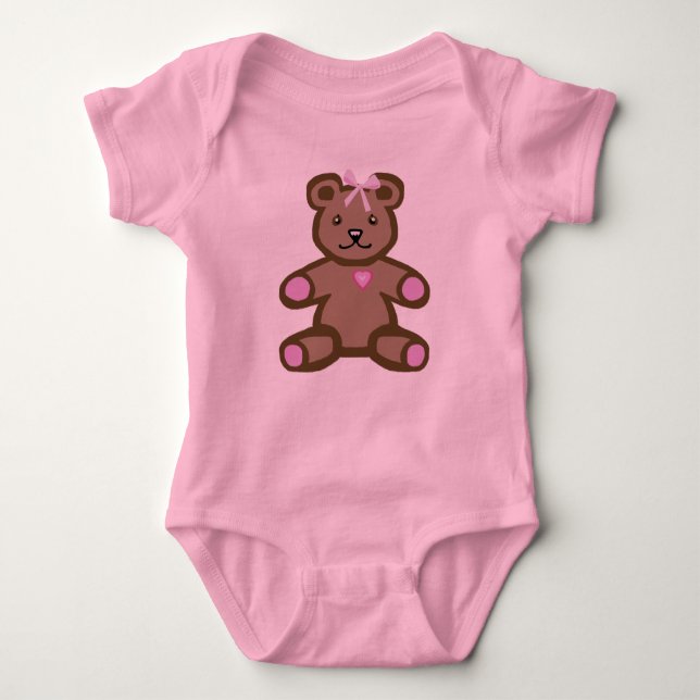 Body Para Bebê Urso de pelúcia rosa (Frente)