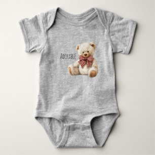 Body Para Bebê Urso de pelúcia vermelho adorável creme