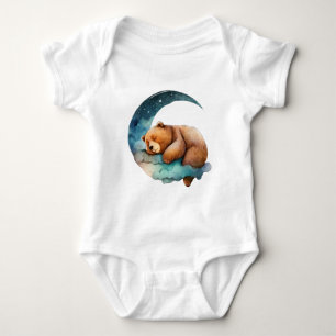 Body Para Bebê Urso de Teddy Bonito Dormindo na Lua Crescente