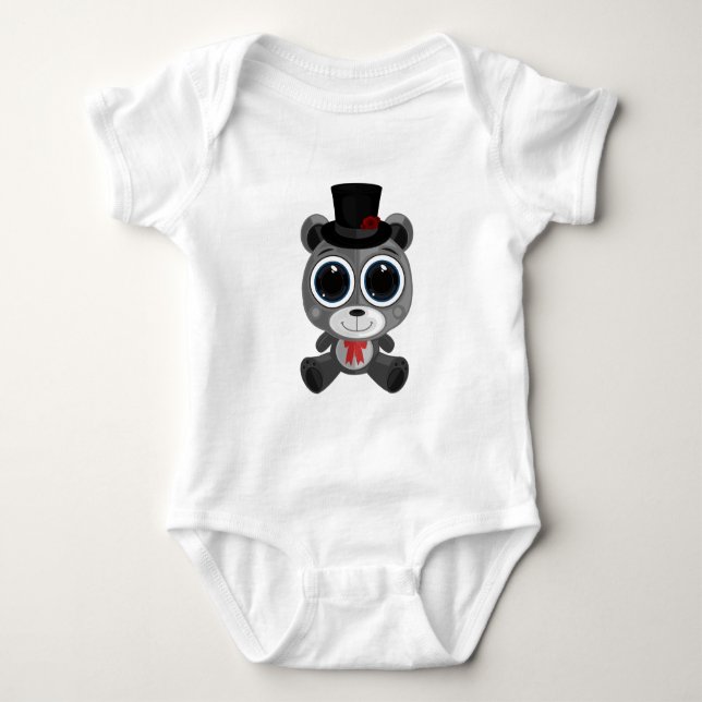 Body Para Bebê Urso de Teddy - Cinzas Clássicas (Frente)