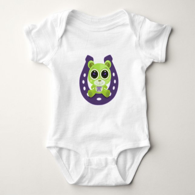 Body Para Bebê Urso de Teddy - Verde Sortudo (Frente)