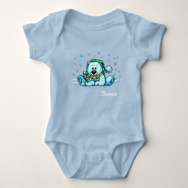 Body Para Bebê Urso Feriado Urso Bebê Urso Azul Bebê Roupa (Frente)