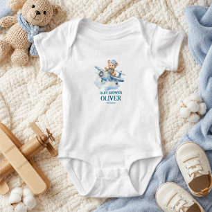 Body Para Bebê Urso Fofo Avião Azul Tempo Voa Um 1º Aniversário