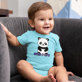 BODY PARA BEBÊ URSO FOFO BEAR PANDA AZUL (FRENTE E COSTAS)