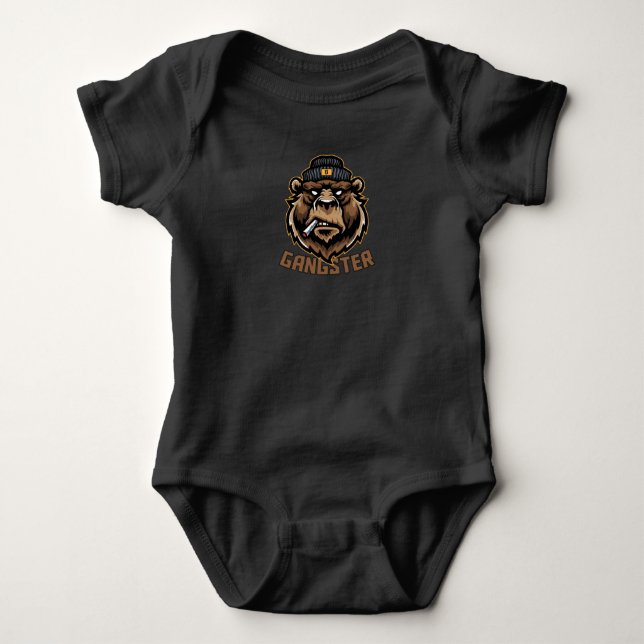 Body Para Bebê Urso Gângster (Frente)