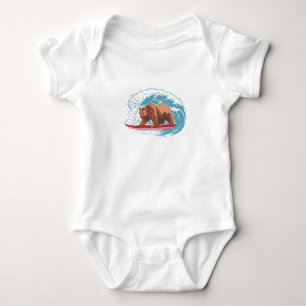 Body Para Bebê Urso-grizzle surfante