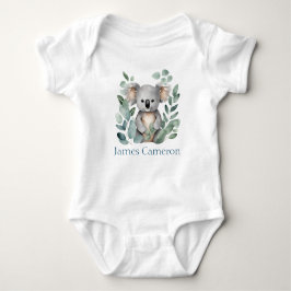 Body Para Bebê Urso Koala Aquarela com Nome Personalizado