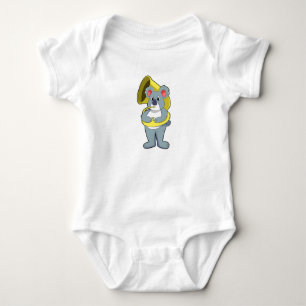 Body Para Bebê Urso Koala na Música com Saxofone.PNG