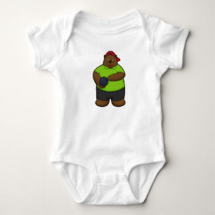 Body Para Bebê Urso na Boliche com Bola de boliche