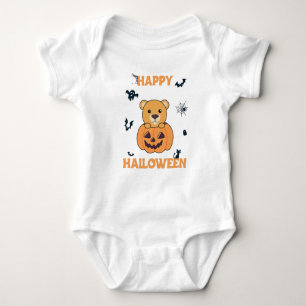Body Para Bebê Urso Na Pumpkin Doces Ursos Feliz Dia das Bruxas