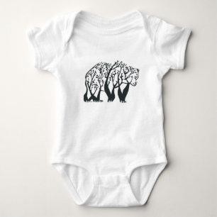 Body Para Bebê Urso Negro Artístico Árvore Arte Natureza Vida Sel