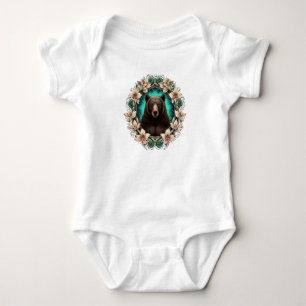 Body Para Bebê Urso Negro Cercado Por Uma Flor De Yucca Novo Méxi