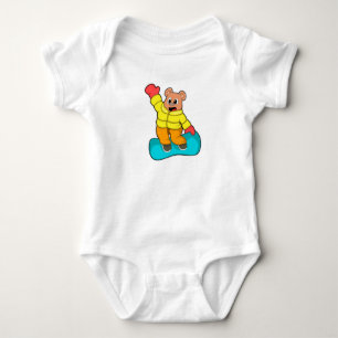 Body Para Bebê Urso nos Esportes de Snowboard