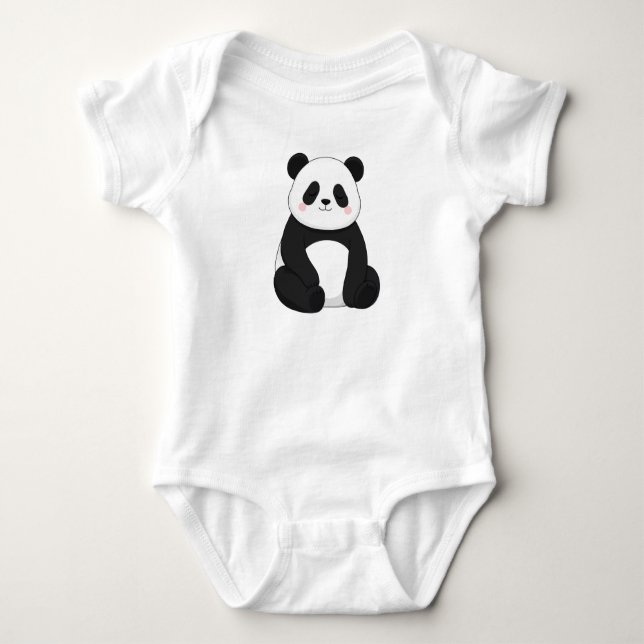 Body Para Bebê Urso Panda Fofo Kawaii Preto e Branco  (Frente)